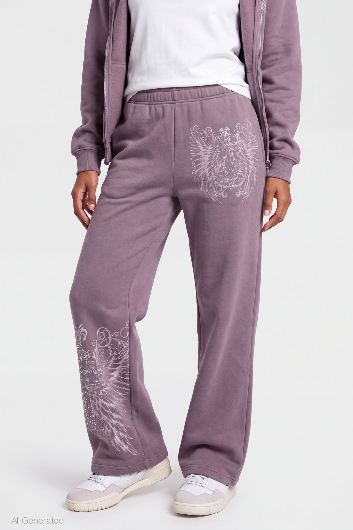 Alt View 3. Graphic Wide Leg Jogger - Purple