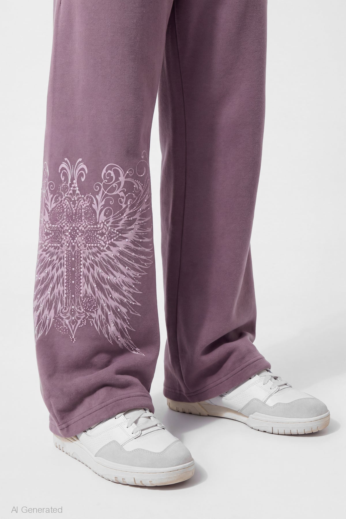 Alt View 4. Graphic Wide Leg Jogger - Purple