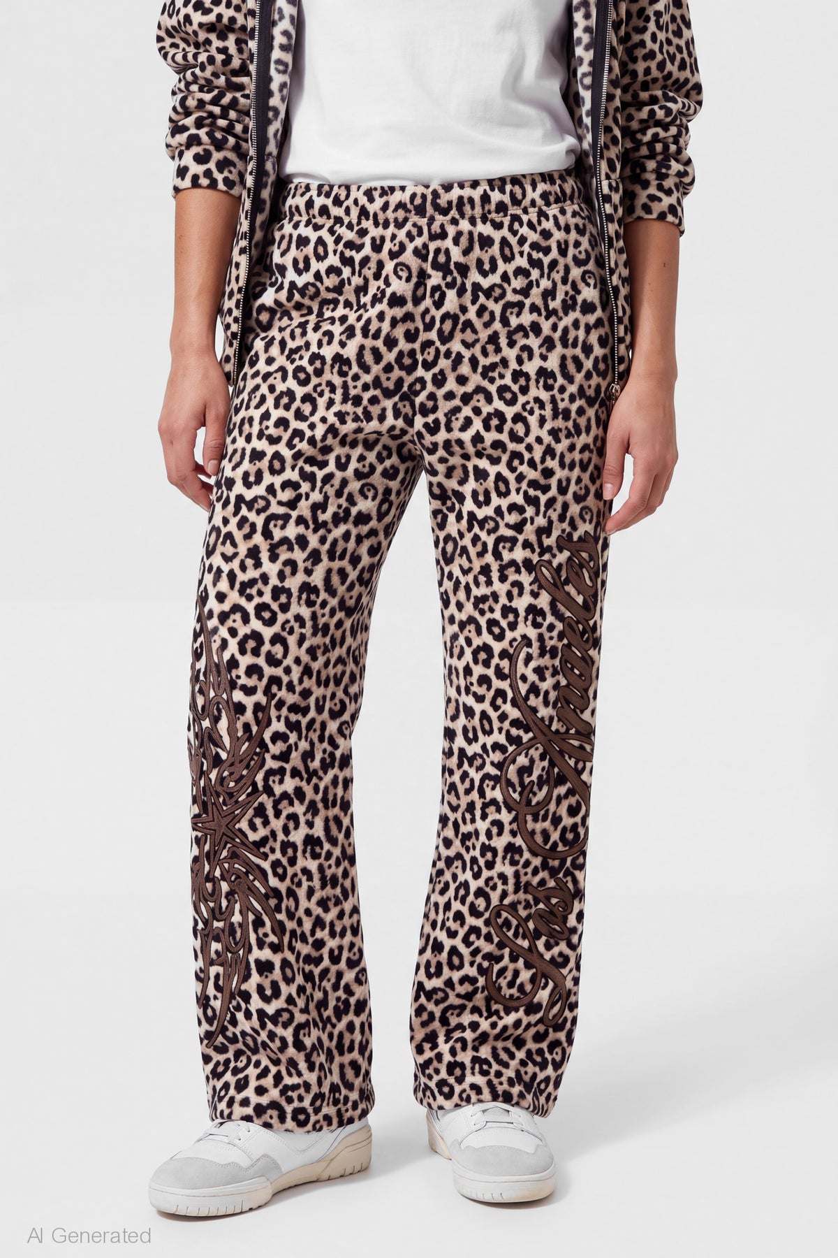 Alt View 3. Graphic Wide Leg Jogger - Leopard