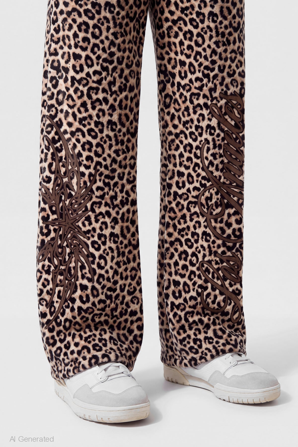Alt View 4. Graphic Wide Leg Jogger - Leopard