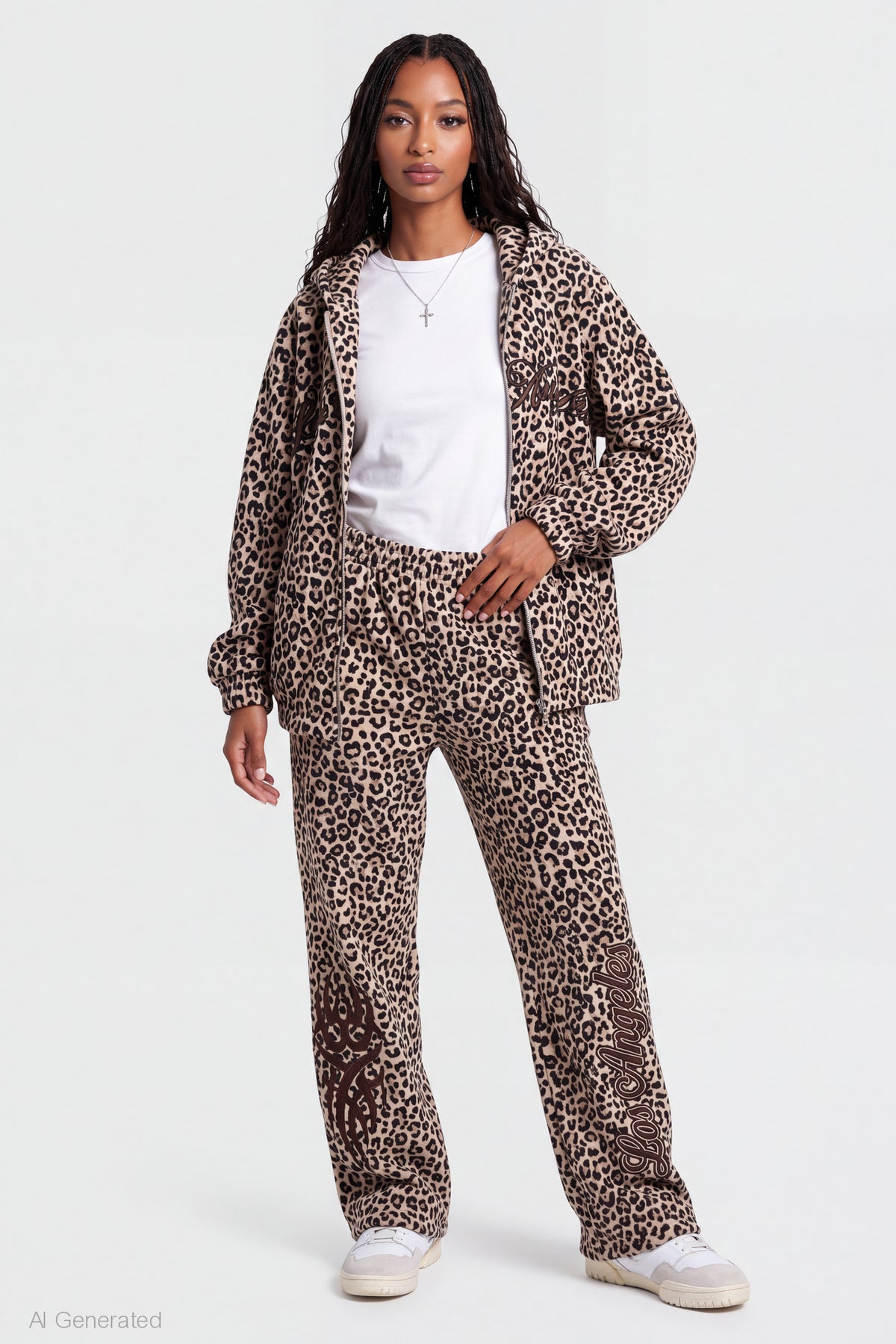 Graphic Wide Leg Jogger - Leopard