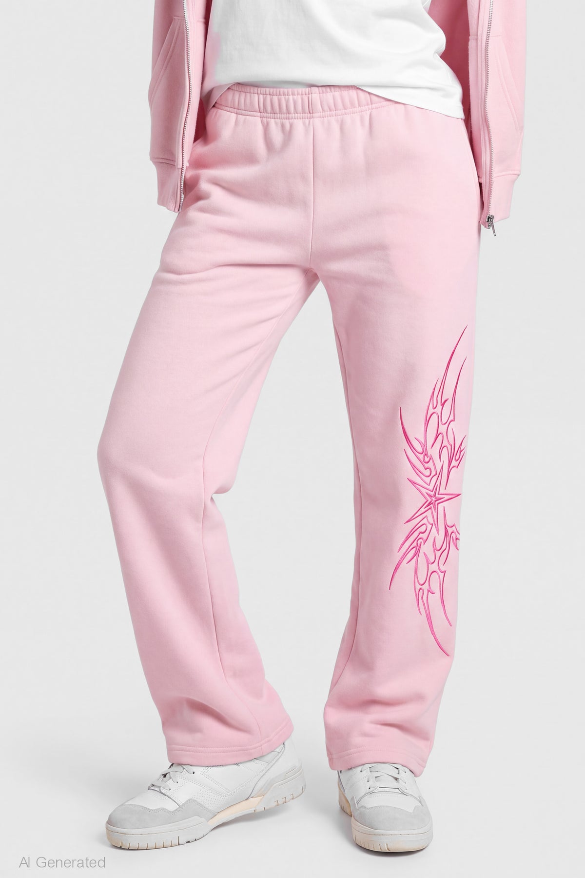 Alt View 3. Graphic Wide Leg Jogger - Pink