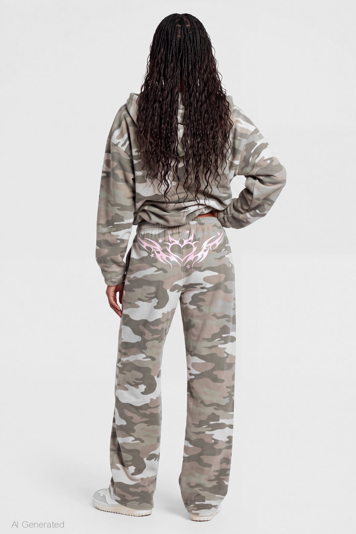 Alt View 2. Graphic Wide Leg Jogger - Camouflage