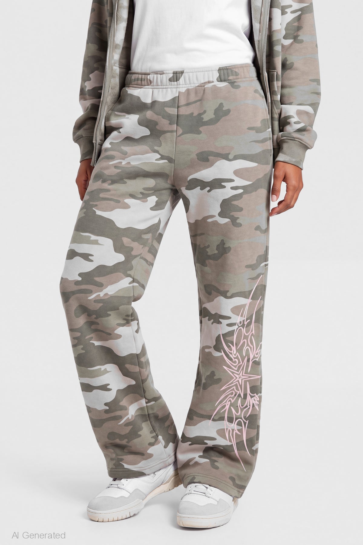 Alt View 3. Graphic Wide Leg Jogger - Camouflage