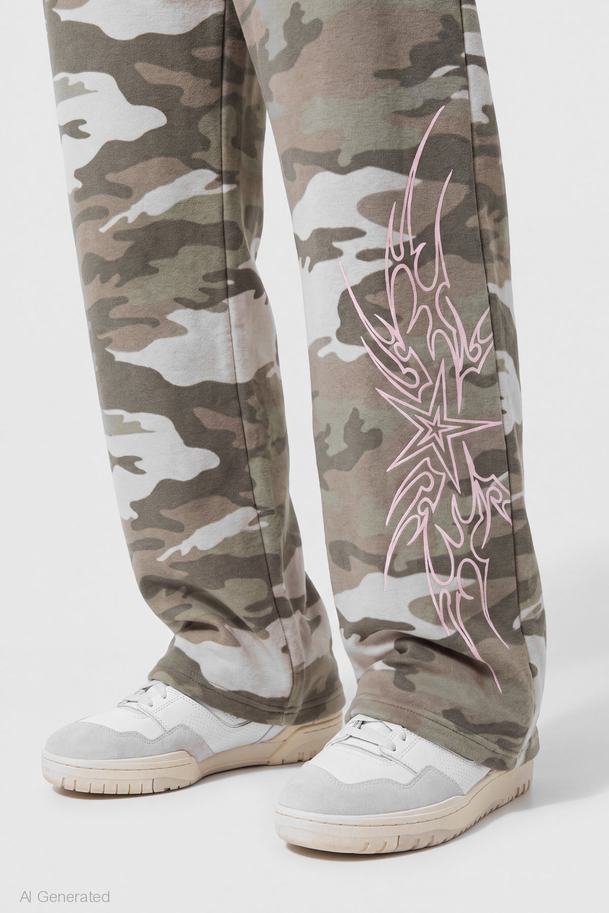 Alt View 4. Graphic Wide Leg Jogger - Camouflage