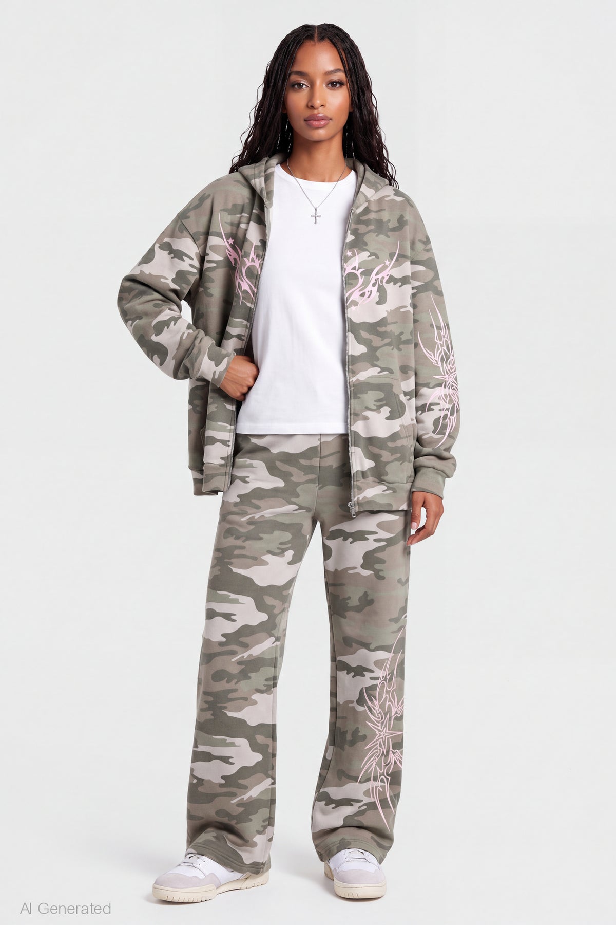 Graphic Wide Leg Jogger - Camouflage