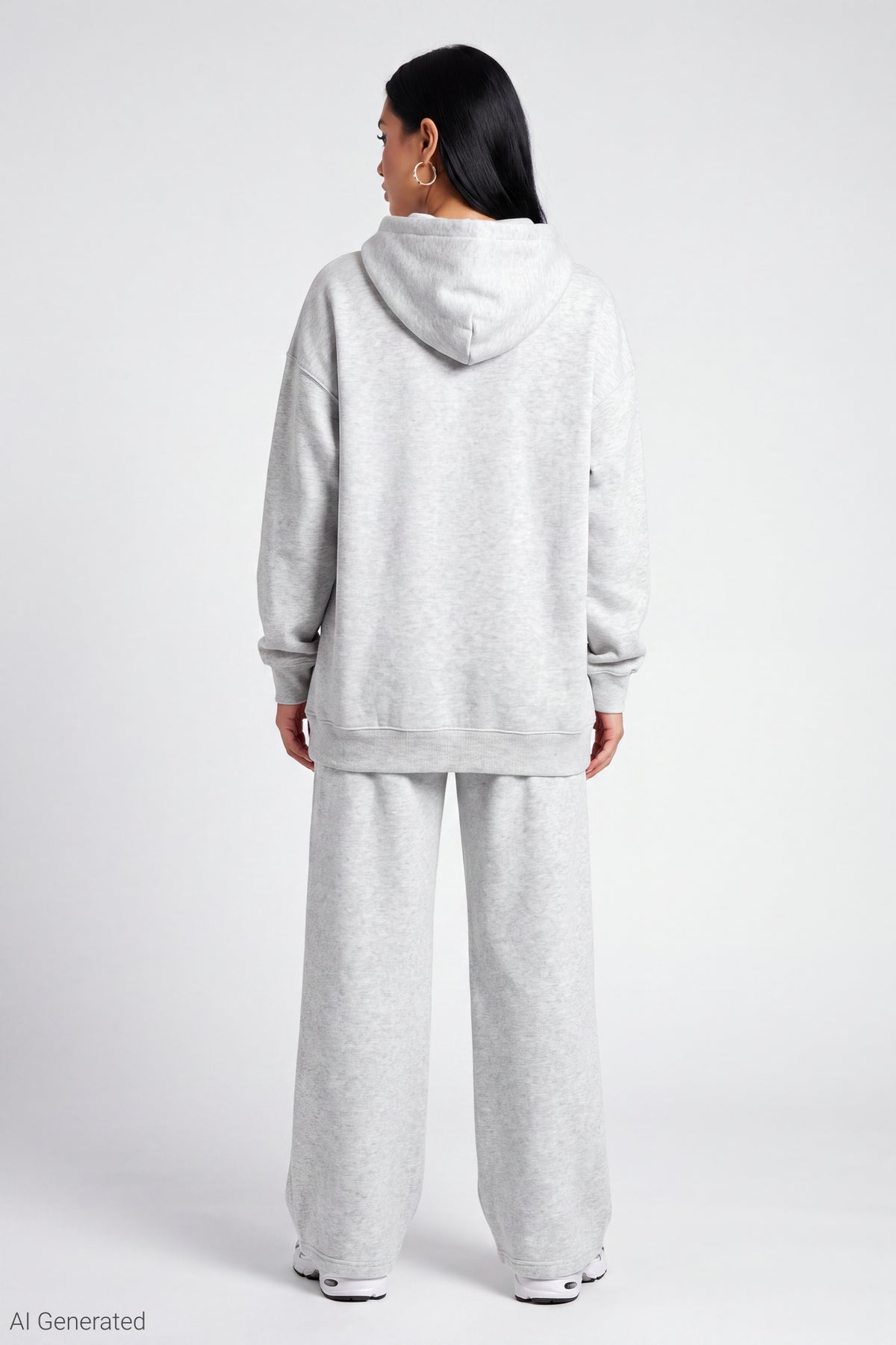 Alt View 2. Luxe Fleece Graphic Wide Leg Sweatpant - Heather Grey