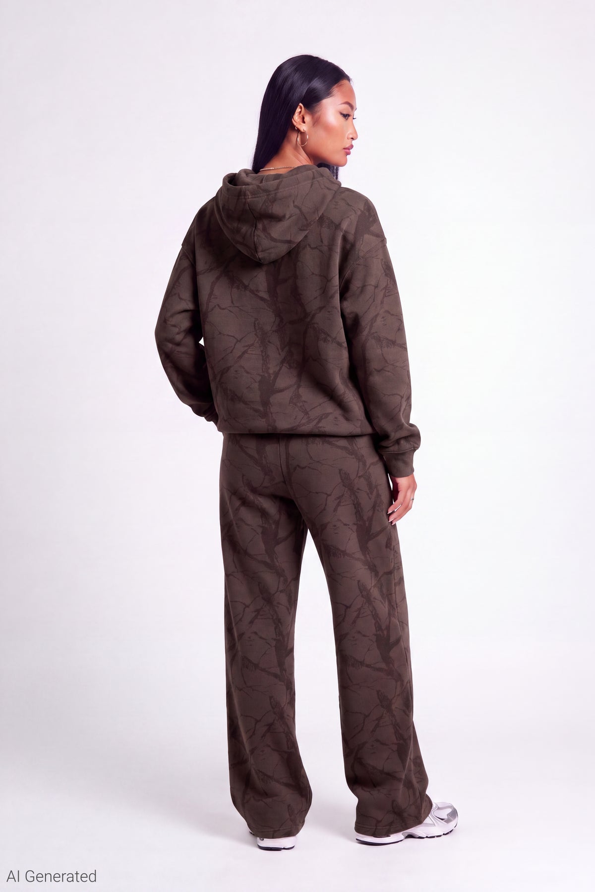 Alt View 2. Luxe Fleece Graphic Wide Leg Sweatpant - Brown