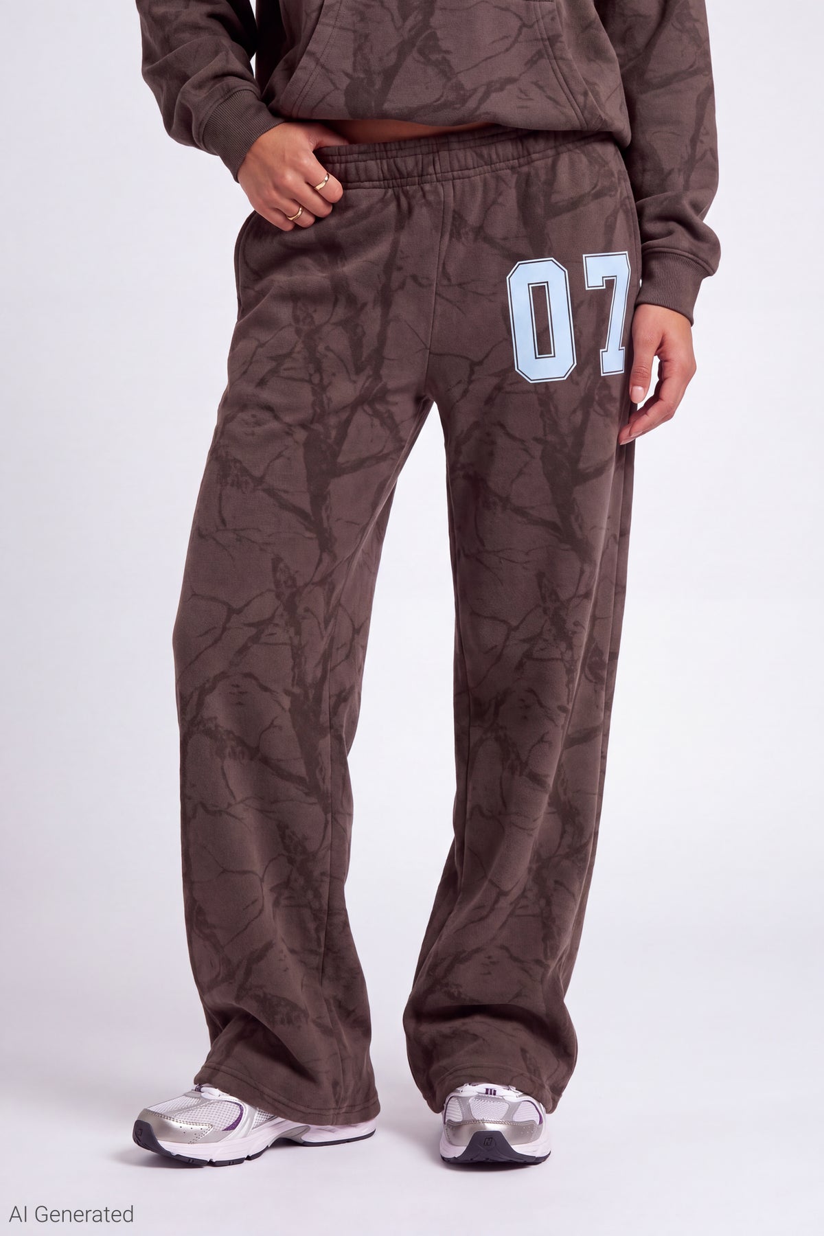 Alt View 3. Luxe Fleece Graphic Wide Leg Sweatpant - Brown