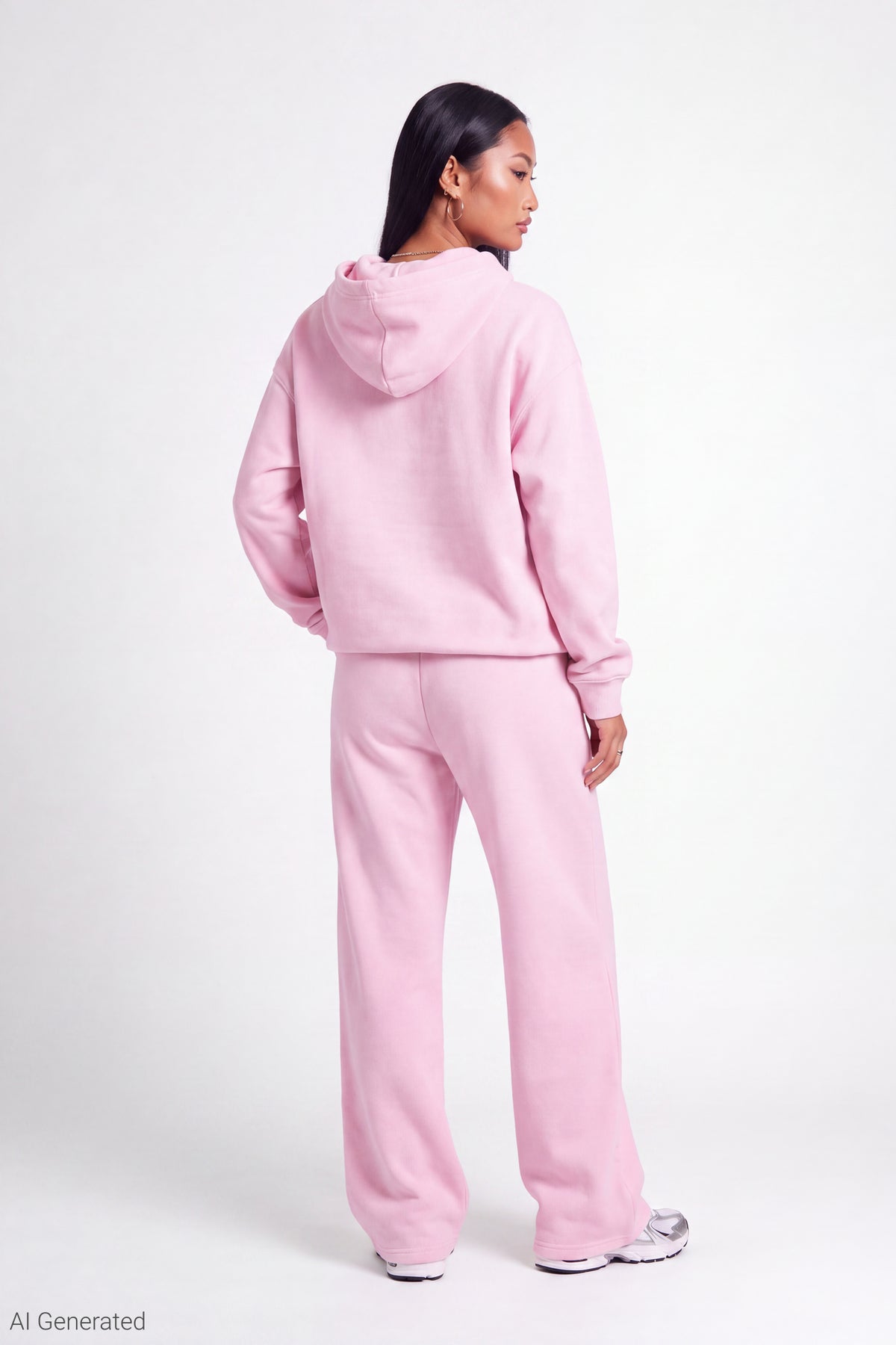 Alt View 2. Luxe Fleece Graphic Wide Leg Sweatpant - Pink