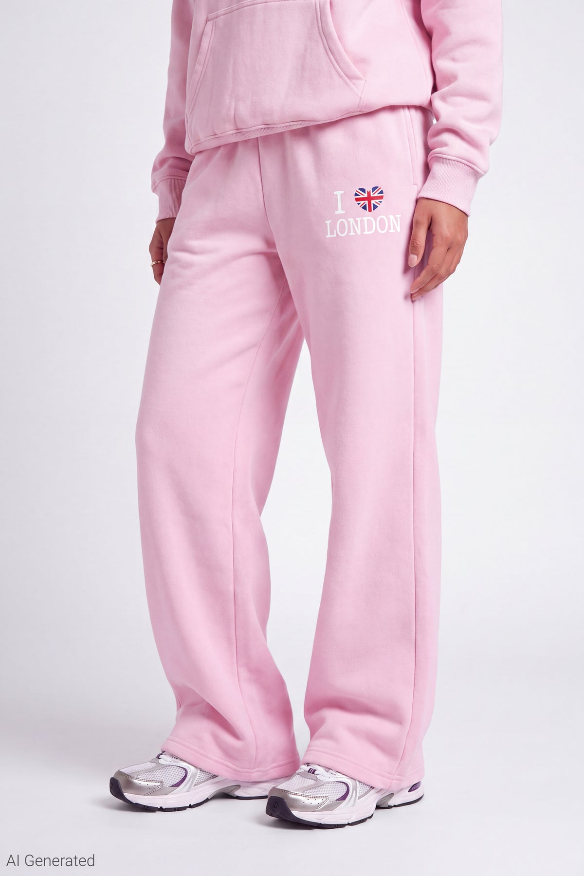 Alt View 3. Luxe Fleece Graphic Wide Leg Sweatpant - Pink