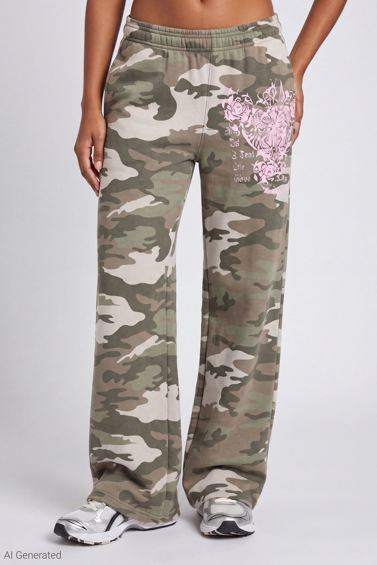 Alt View 3. Luxe Fleece Graphic Wide Leg Sweatpant - Camouflage