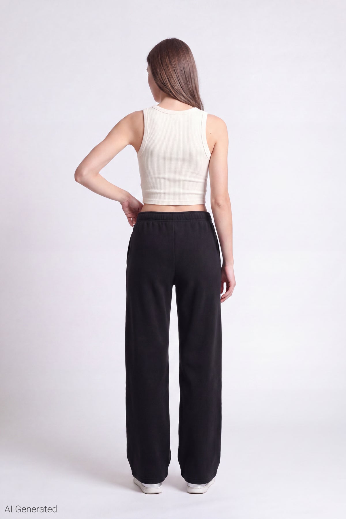 Alt View 2. Fleece Wide Leg Sweatpant - Black