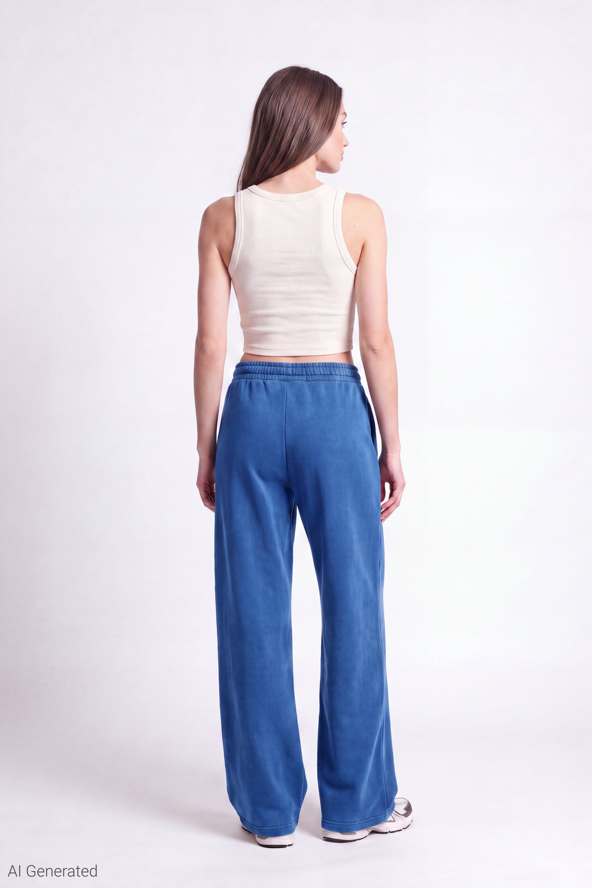 Alt View 2. Fleece Wide Leg Sweatpant - Royal Blue