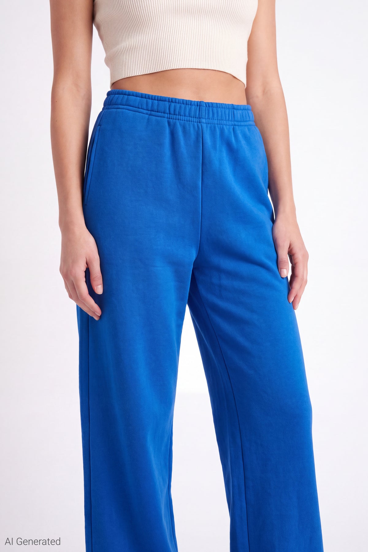 Alt View 3. Fleece Wide Leg Sweatpant - Royal Blue