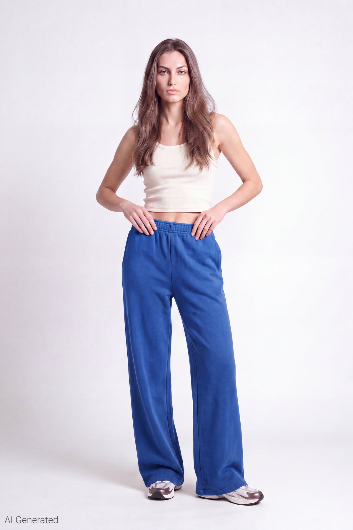 Fleece Wide Leg Sweatpant - Royal Blue