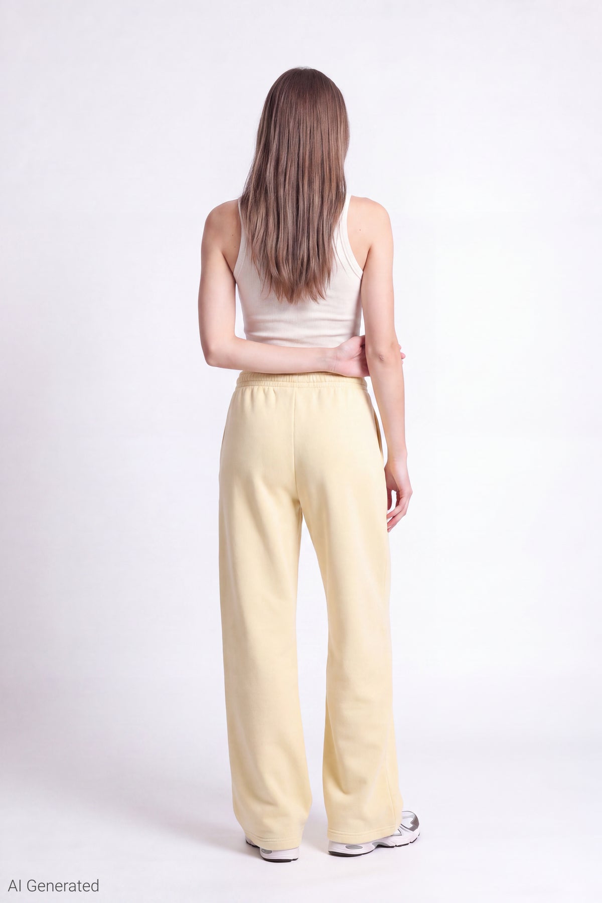 Alt View 2. Fleece Wide Leg Sweatpant - Yellow