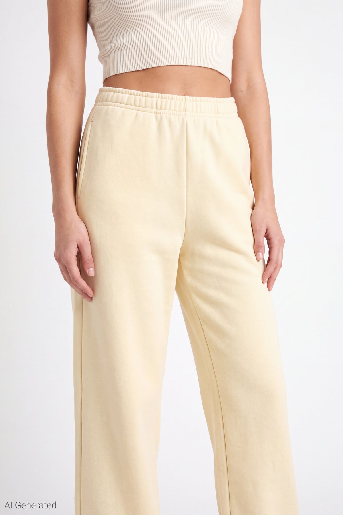 Alt View 3. Fleece Wide Leg Sweatpant - Yellow