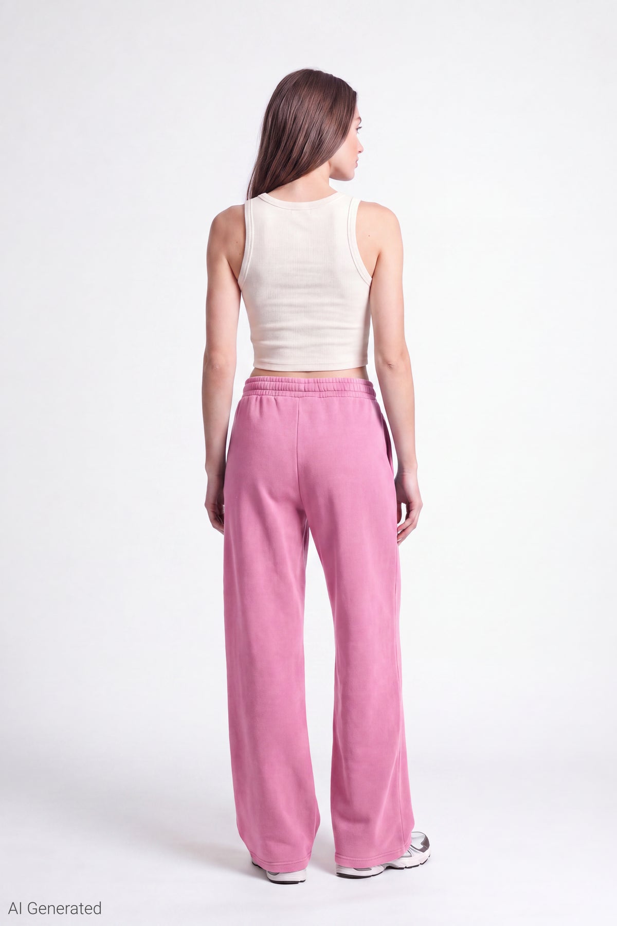 Alt View 2. Fleece Wide Leg Sweatpant - Dusty Rose
