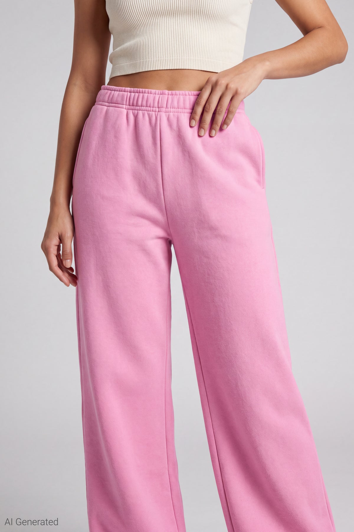 Alt View 3. Fleece Wide Leg Sweatpant - Dusty Rose