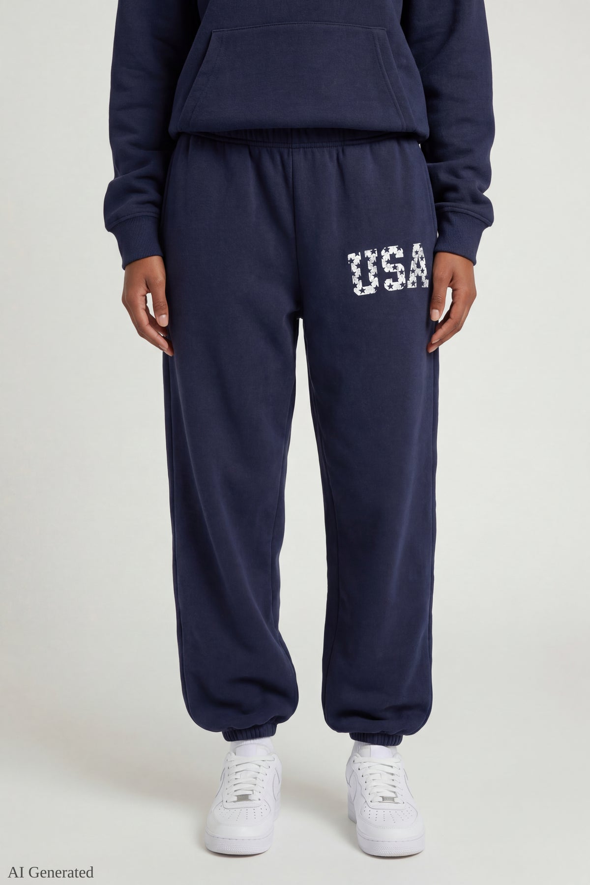 Alt View 2. Fleece Graphic Jogger - Navy
