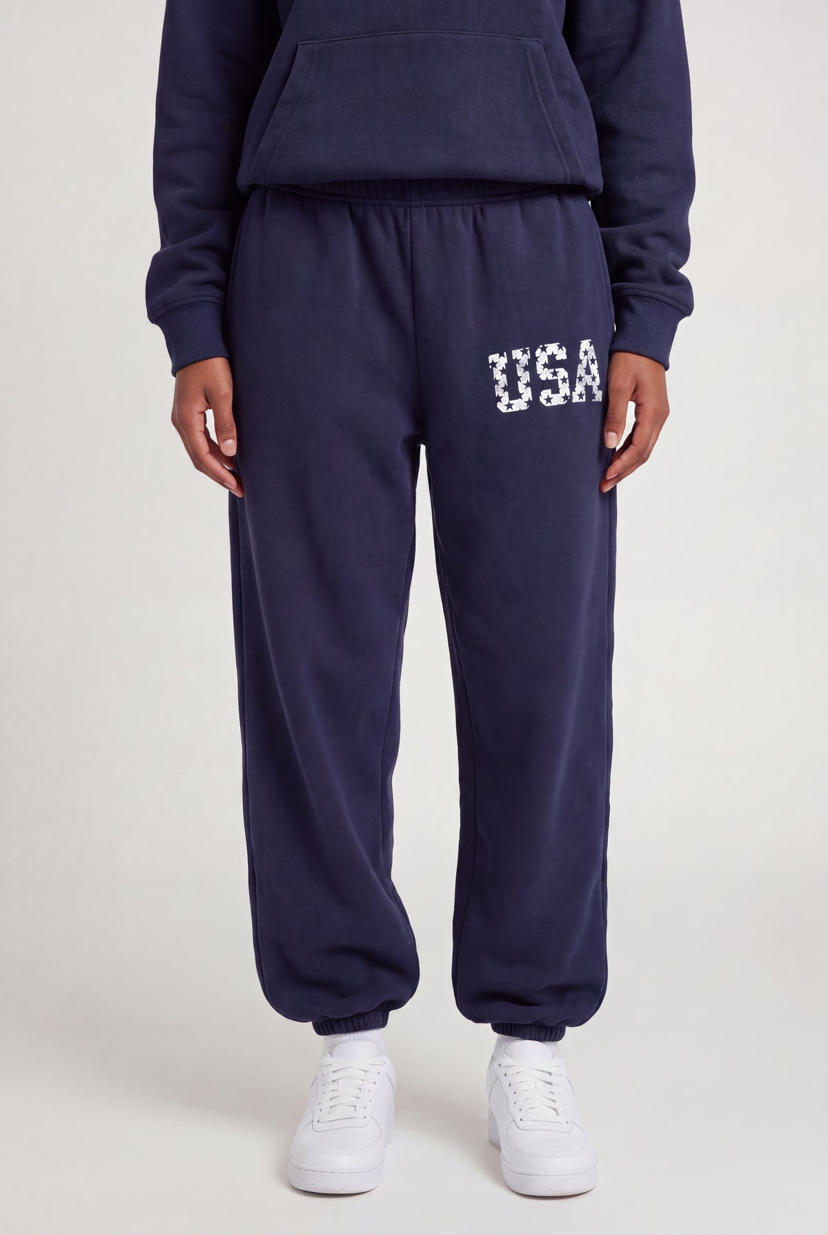 Alt View 3. Fleece Graphic Jogger - Navy