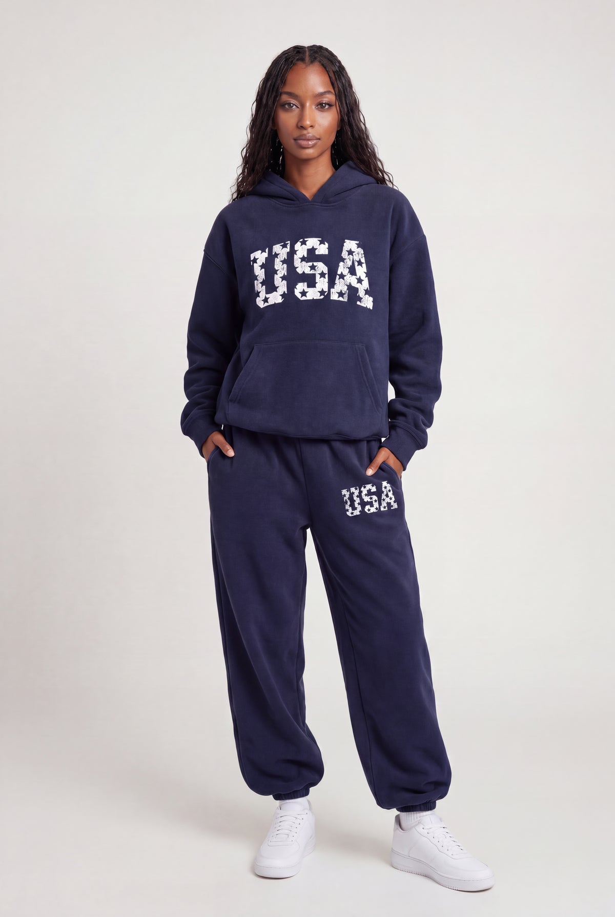 Fleece Graphic Jogger - Navy