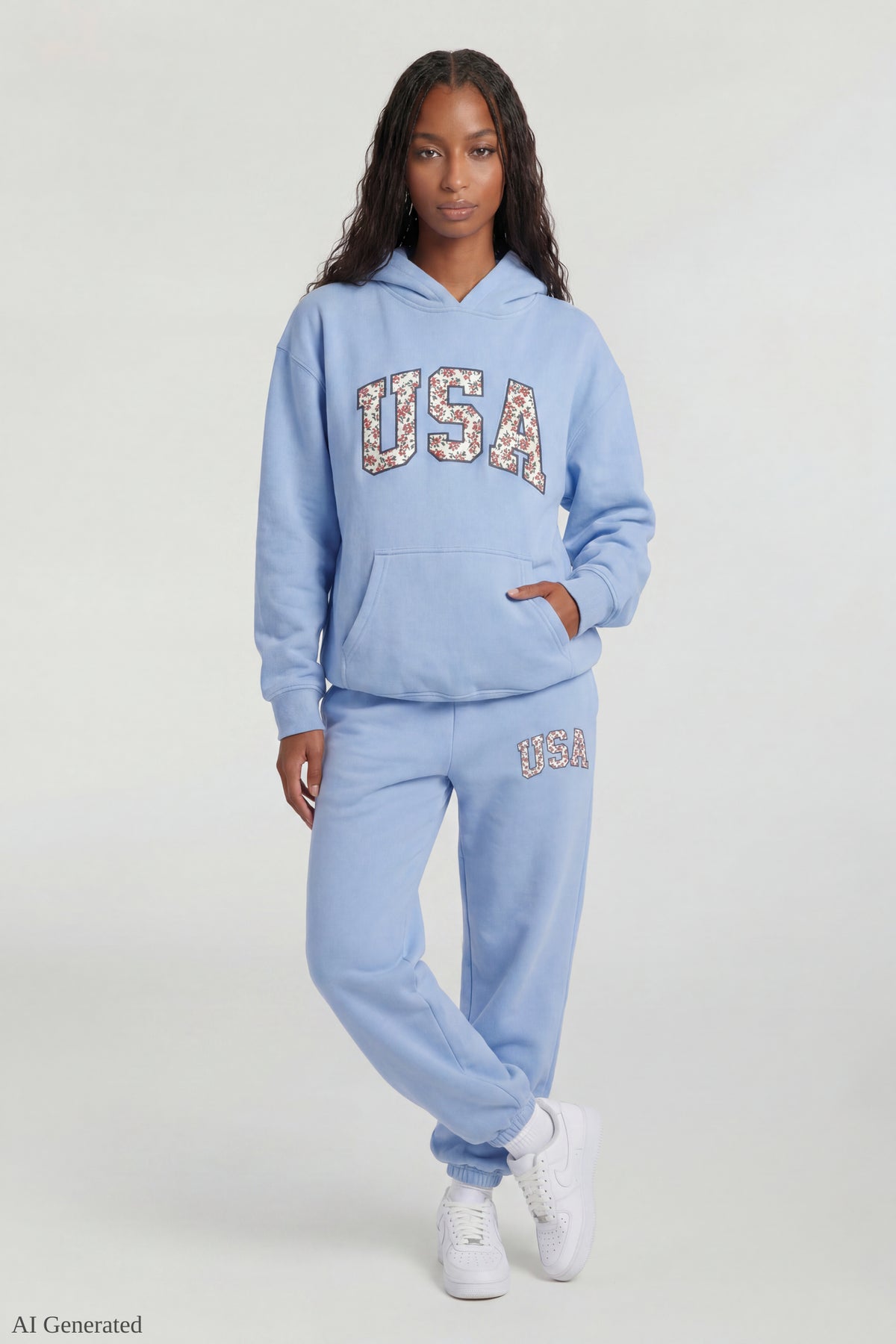 Fleece Graphic Jogger - Baby Blue