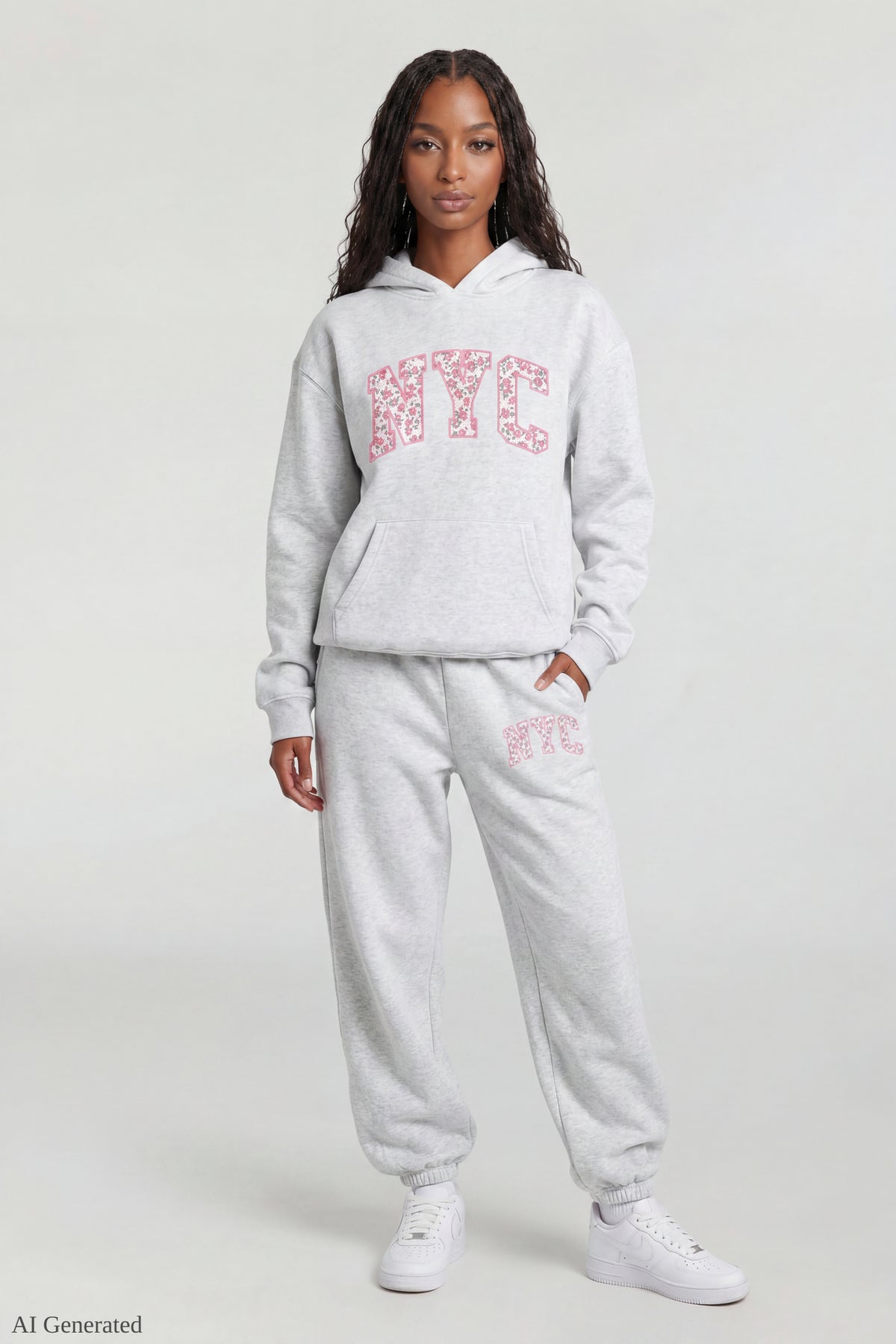 Fleece Graphic Jogger - Light Grey
