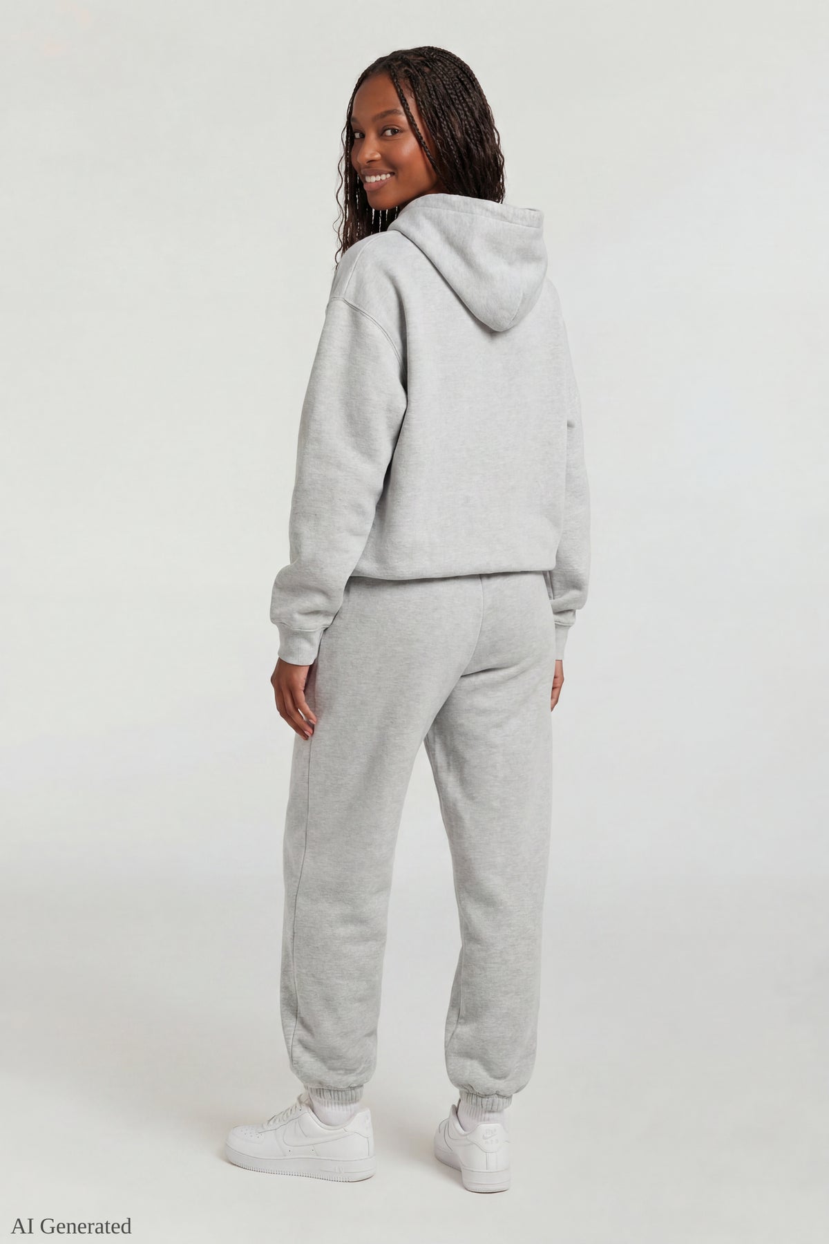 Alt View 3. Fleece Graphic Jogger - Light Grey