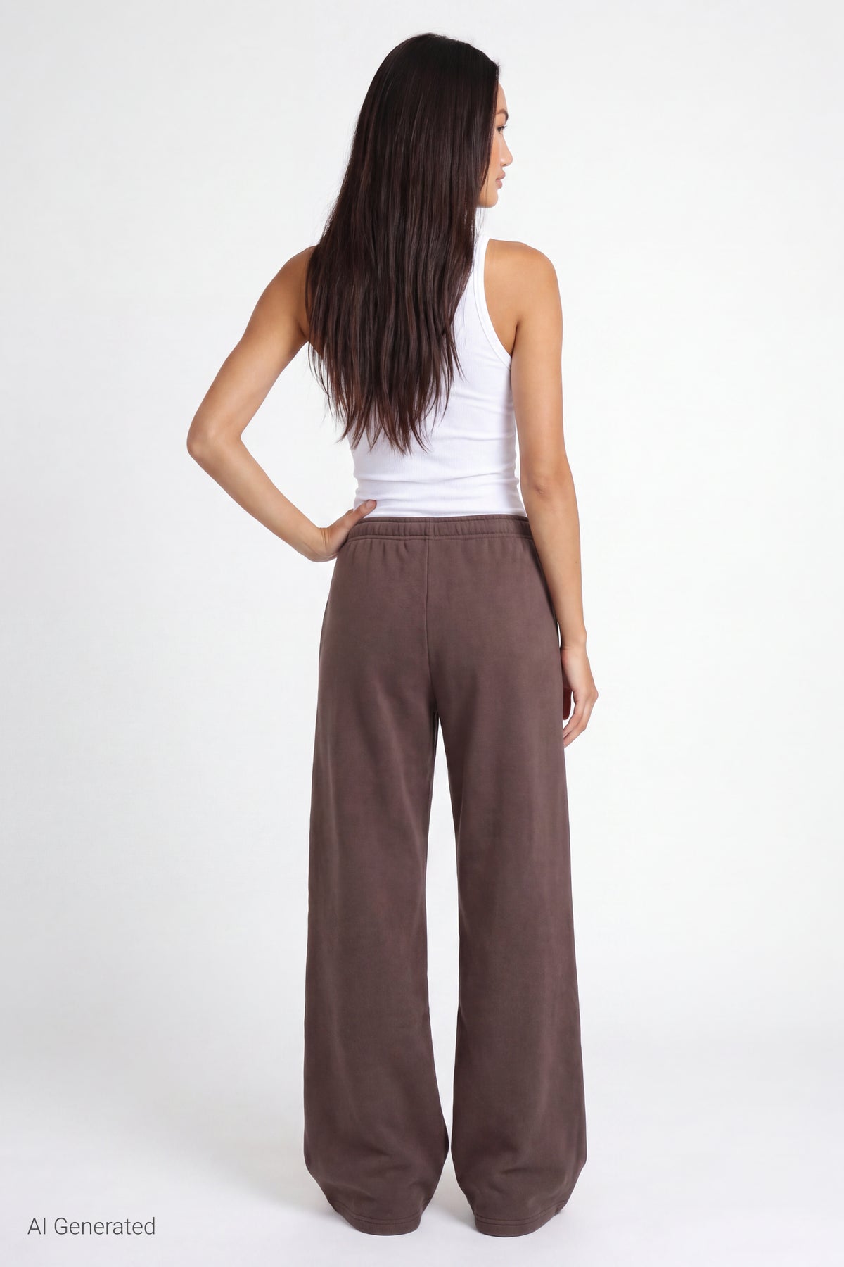 Alt View 2. Fleece Graphic Wide Leg Sweatpant - Brown