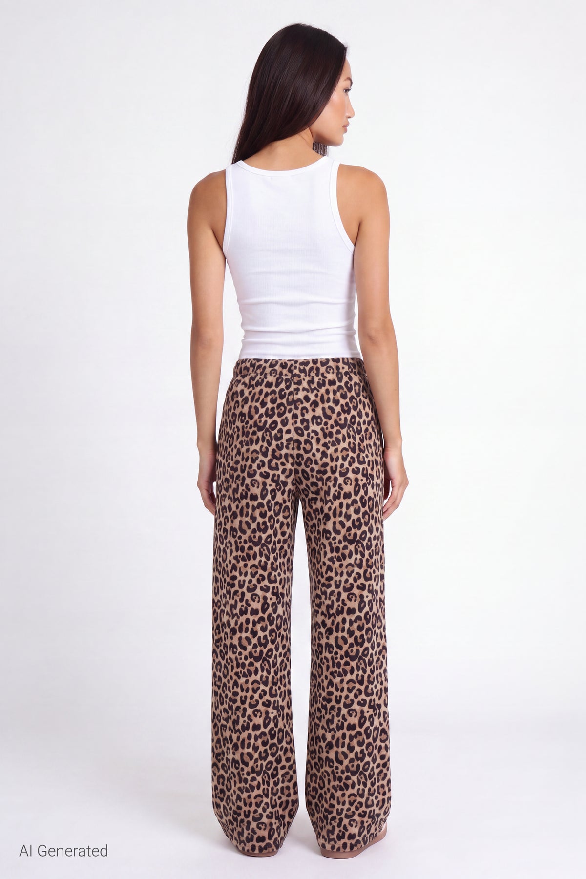 Alt View 2. Fleece Graphic Wide Leg Sweatpant - Leopard