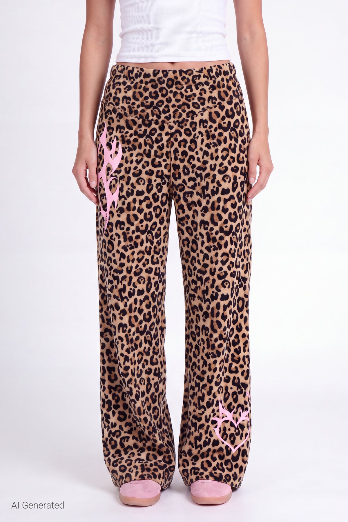 Alt View 3. Fleece Graphic Wide Leg Sweatpant - Leopard