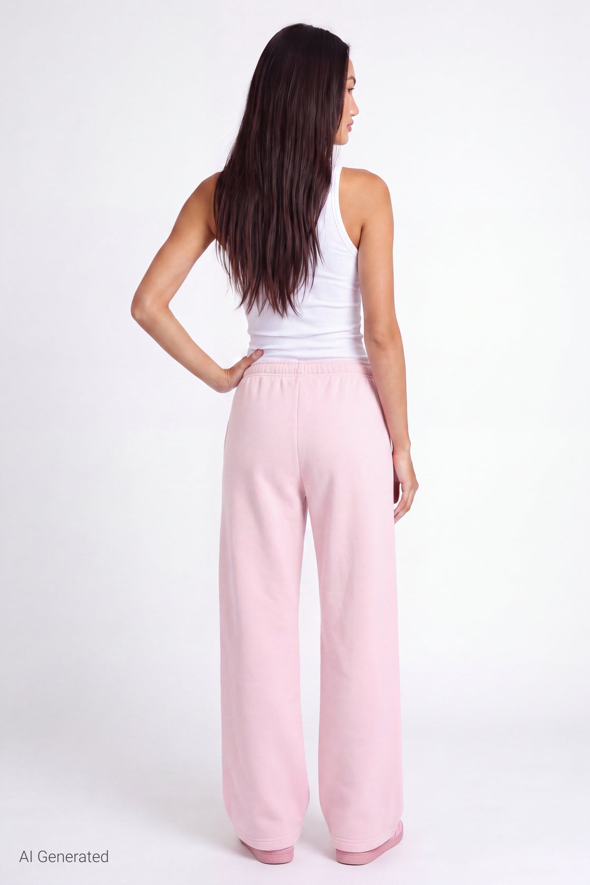 Alt View 2. Fleece Graphic Wide Leg Sweatpant - Pink