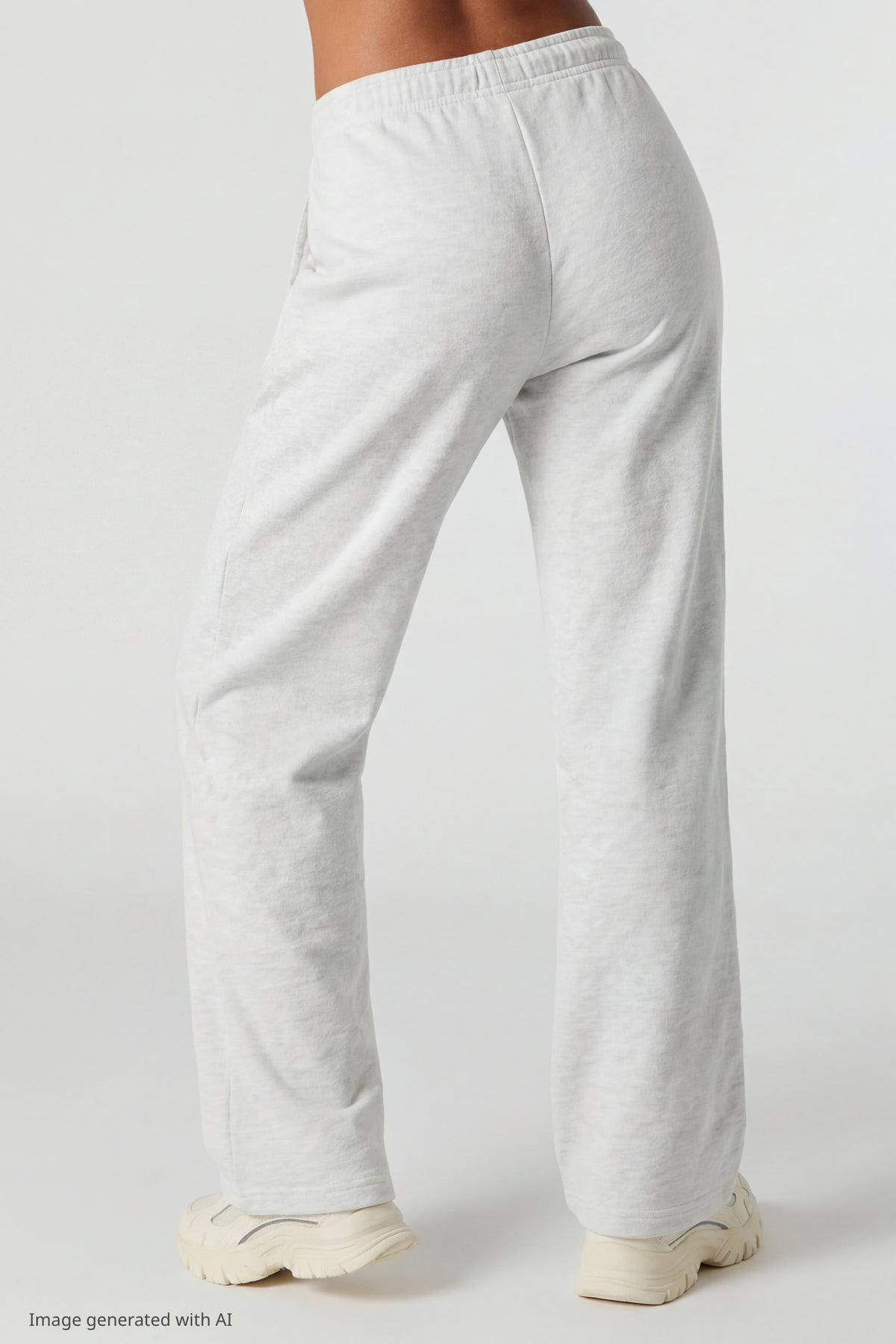 Alt View 3. Fleece Rhinestone Wide Leg Sweatpant - Heather Grey
