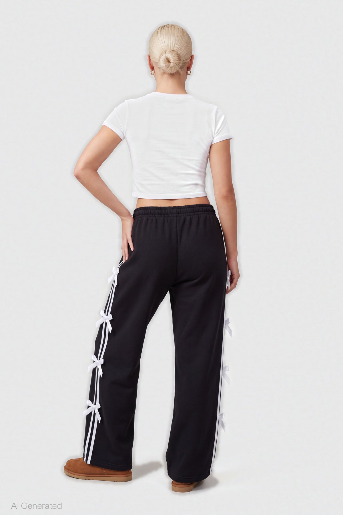 Alt View 2. Bow Trim Sweatpant - Black