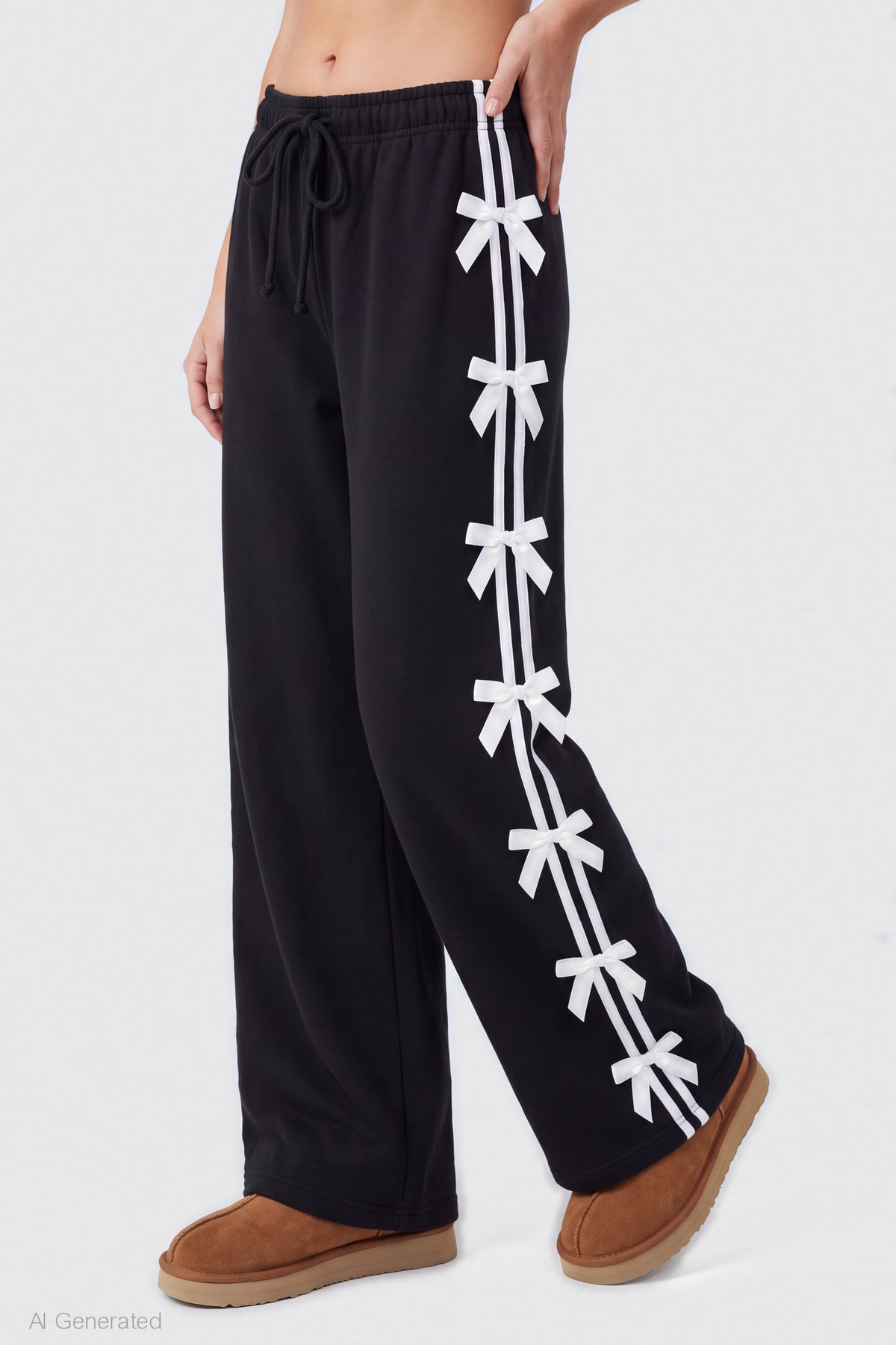 Alt View 3. Bow Trim Sweatpant - Black