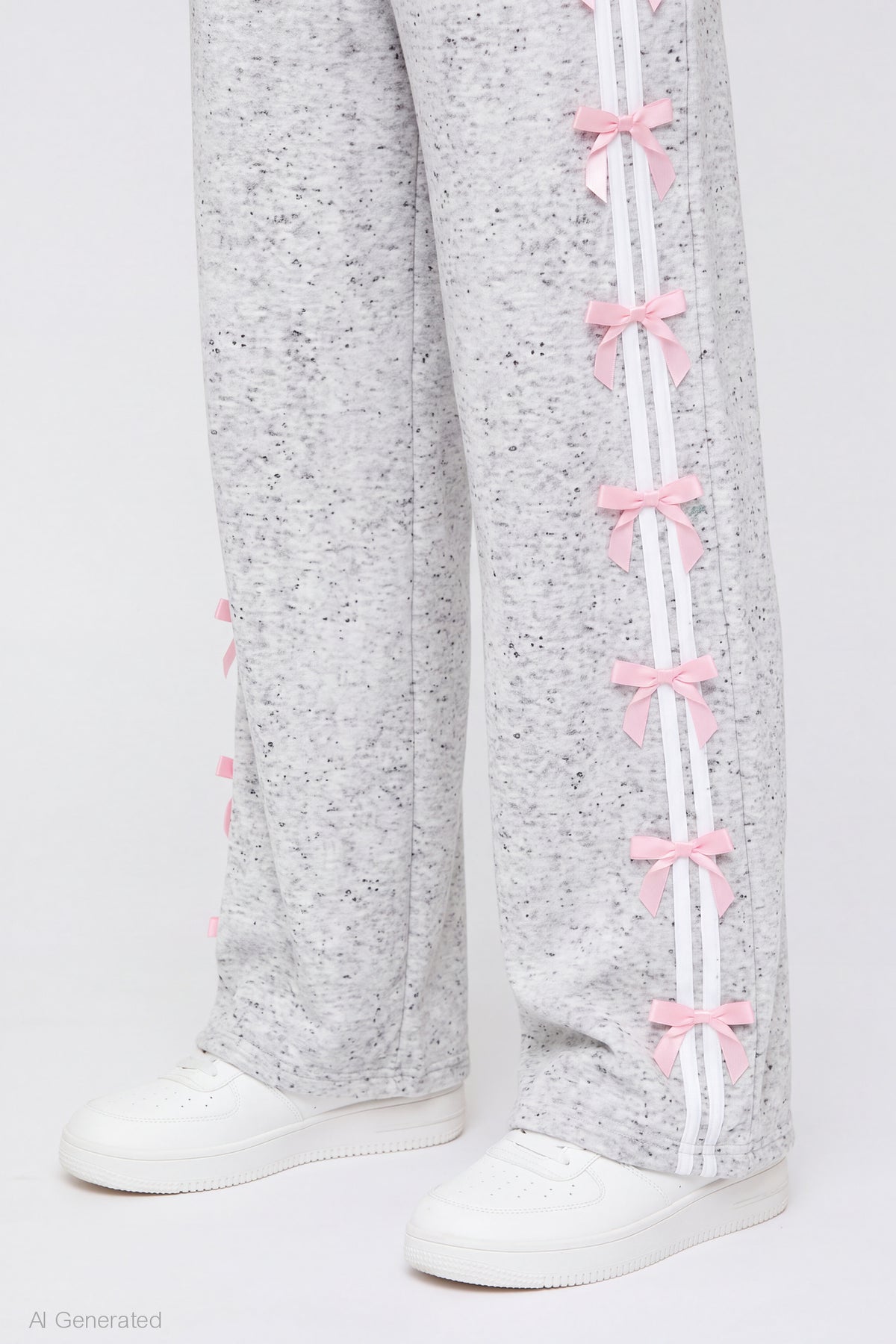 Alt View 4. Bow Trim Sweatpant - Heather Grey
