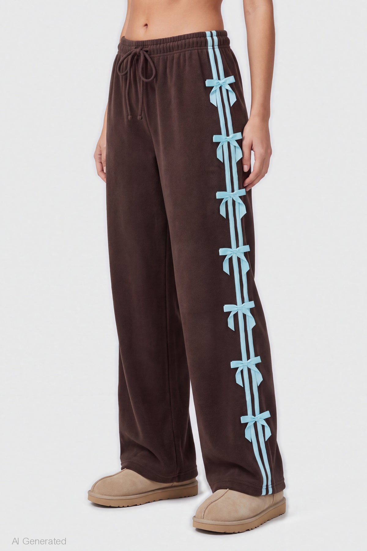 Alt View 3. Bow Trim Sweatpant - Brown
