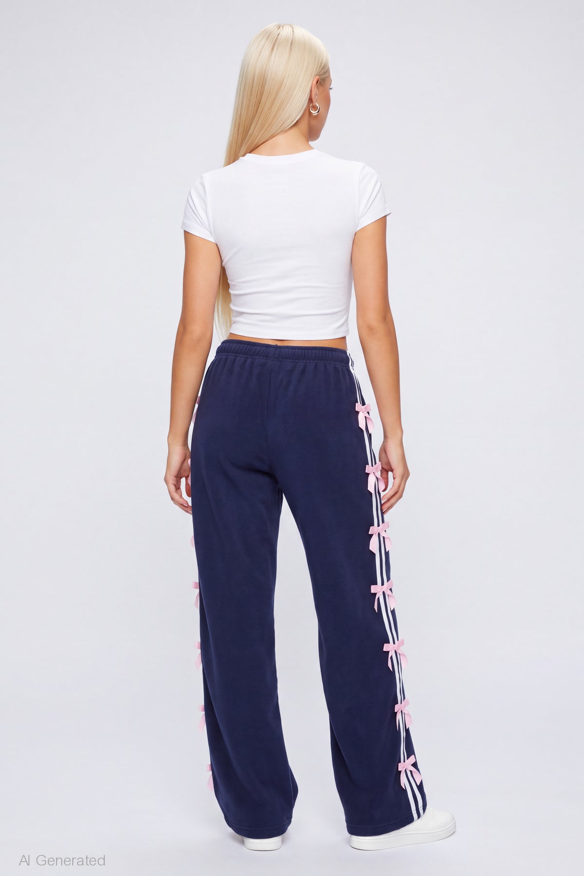 Alt View 2. Bow Trim Sweatpant - Navy