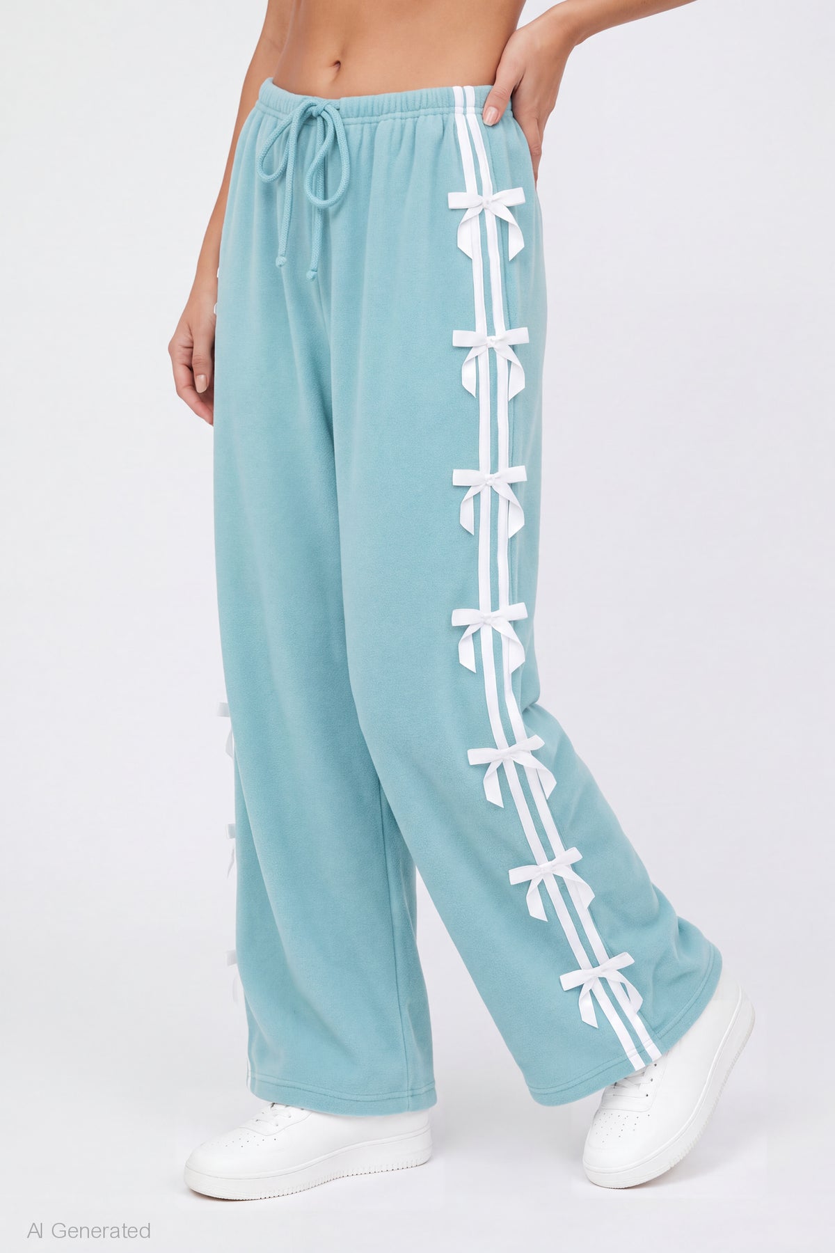 Alt View 3. Bow Trim Sweatpant - Light Blue