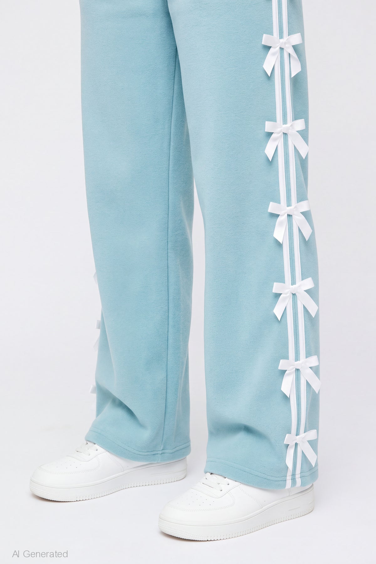 Alt View 4. Bow Trim Sweatpant - Light Blue