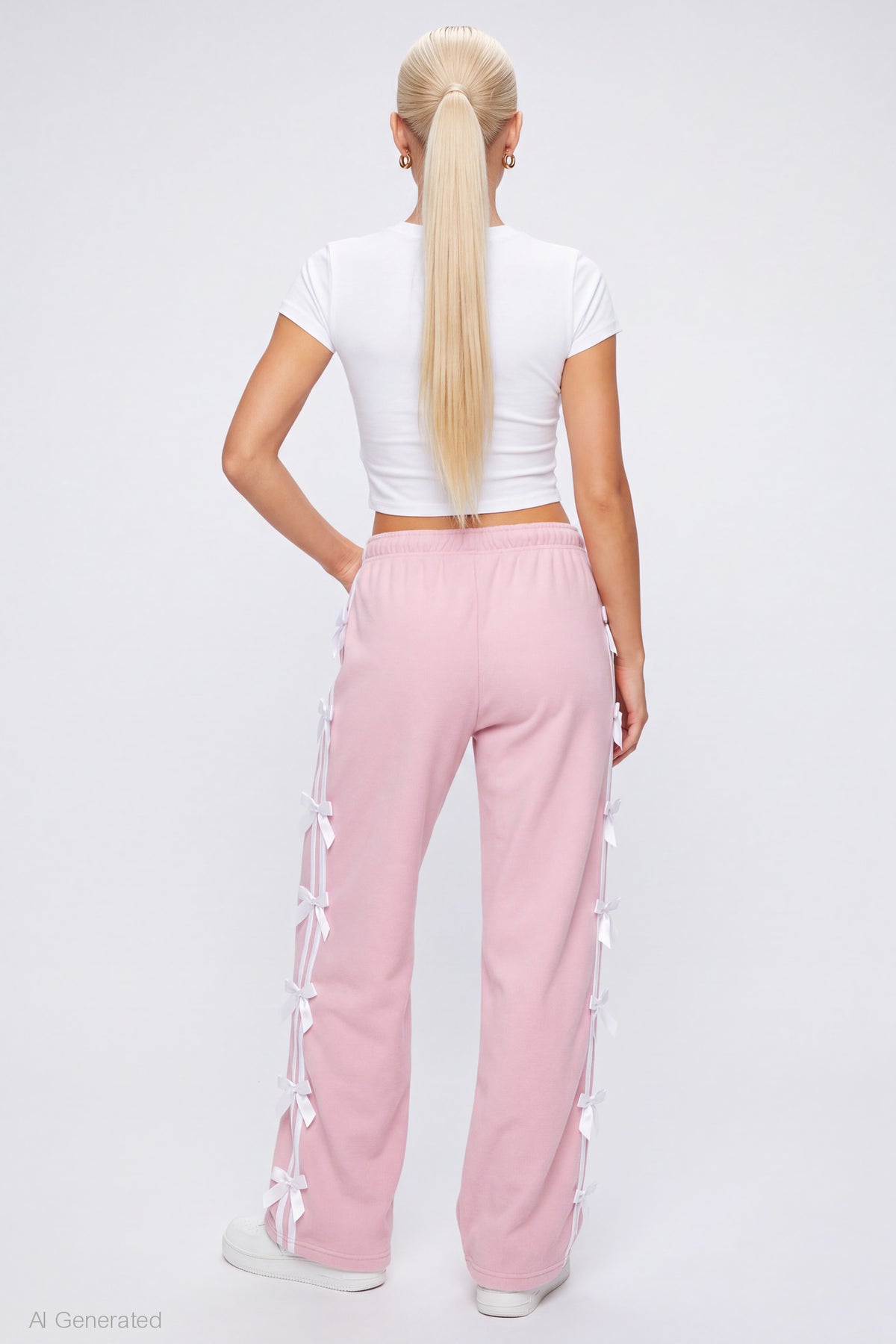 Alt View 2. Bow Trim Sweatpant - Light Pink