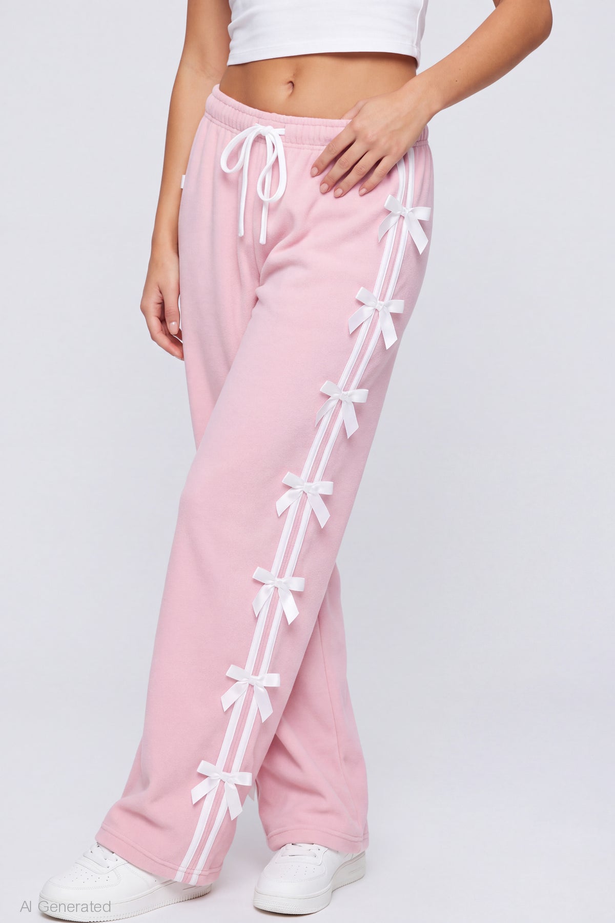 Alt View 3. Bow Trim Sweatpant - Light Pink