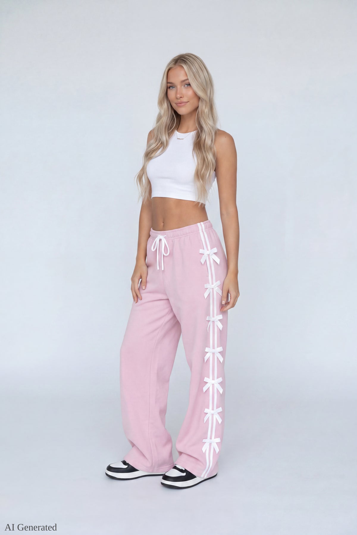 Fleece 3D Bow Wide Leg Sweatpant - Pink