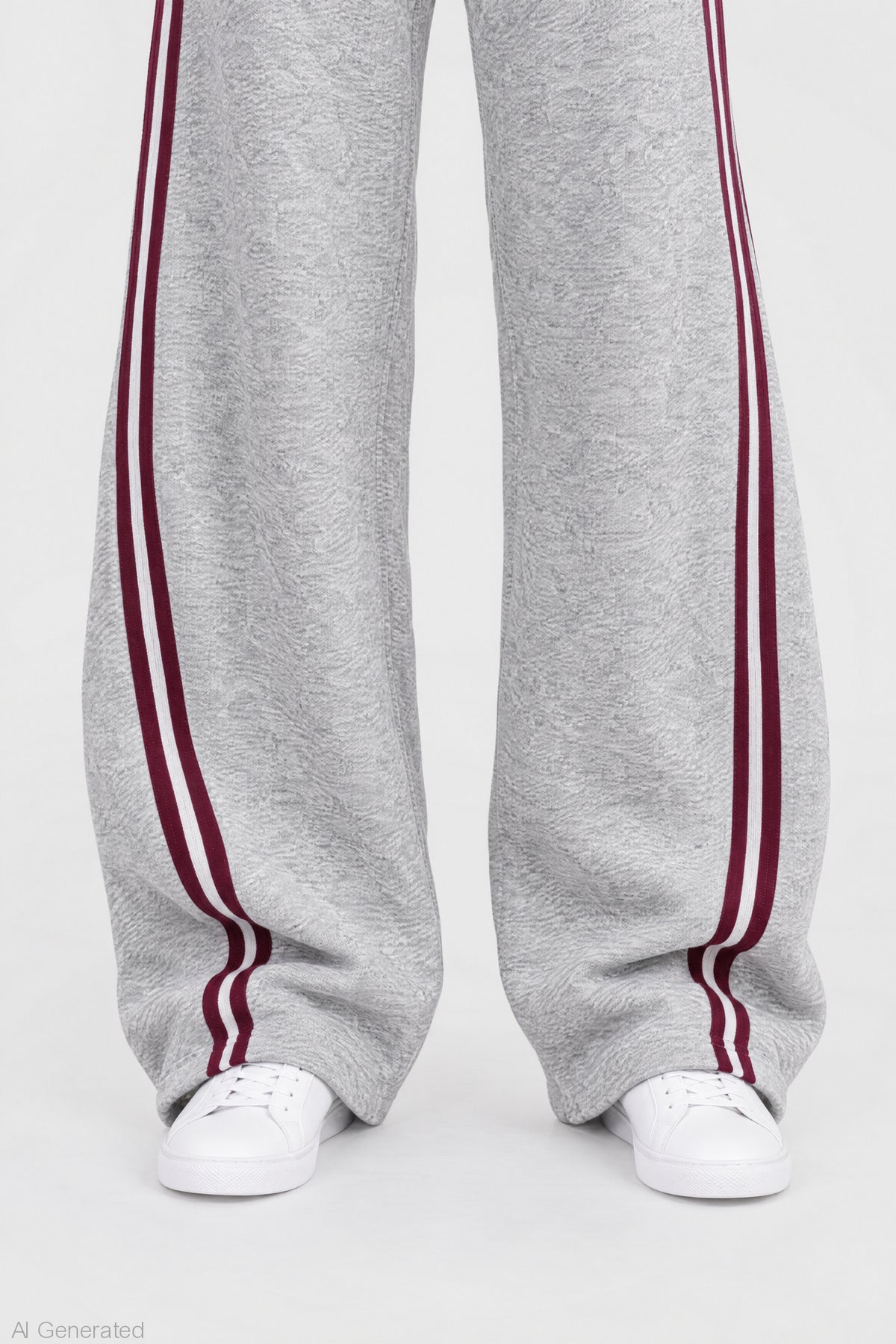 Alt View 4. Striped Trim Barrel Leg Jogger - Heather Grey