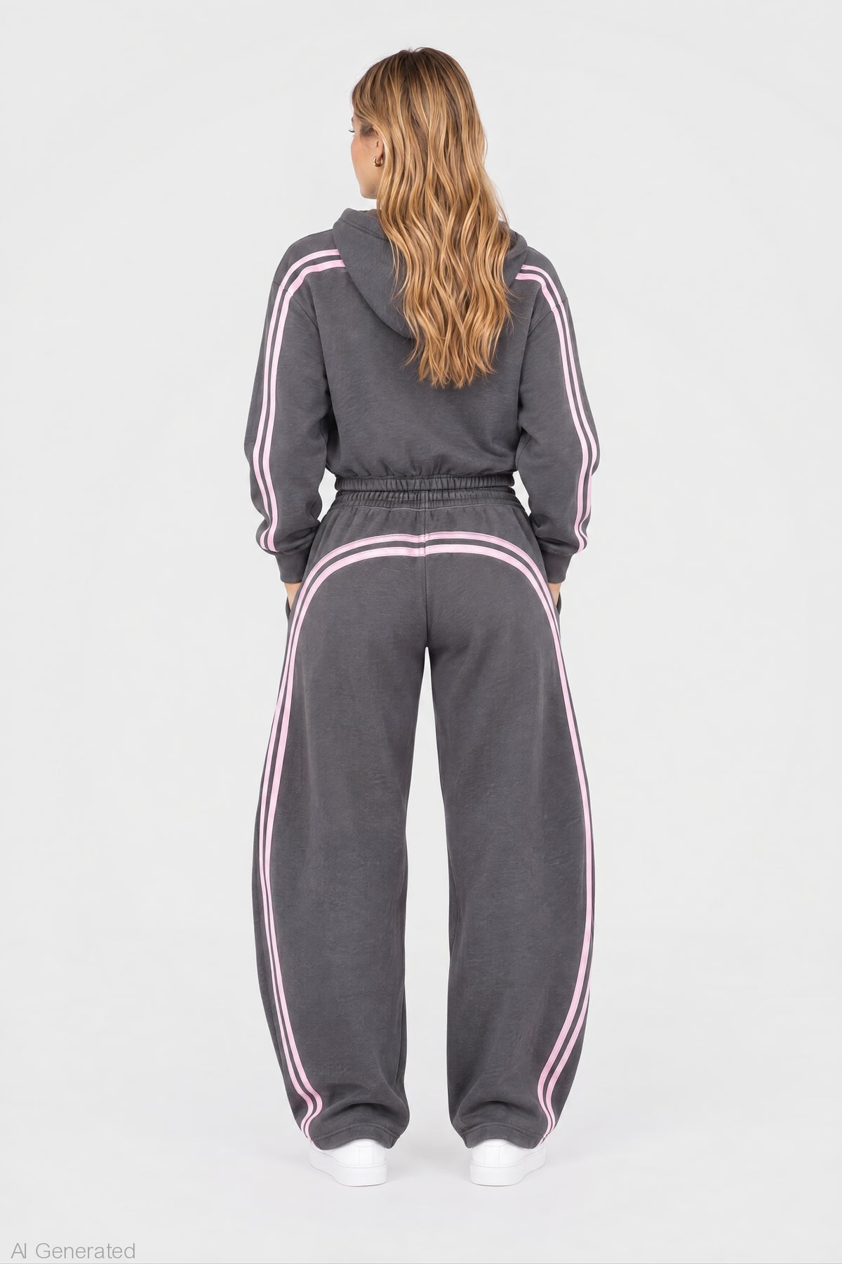 Alt View 2. Striped Trim Barrel Leg Jogger - Dark Grey