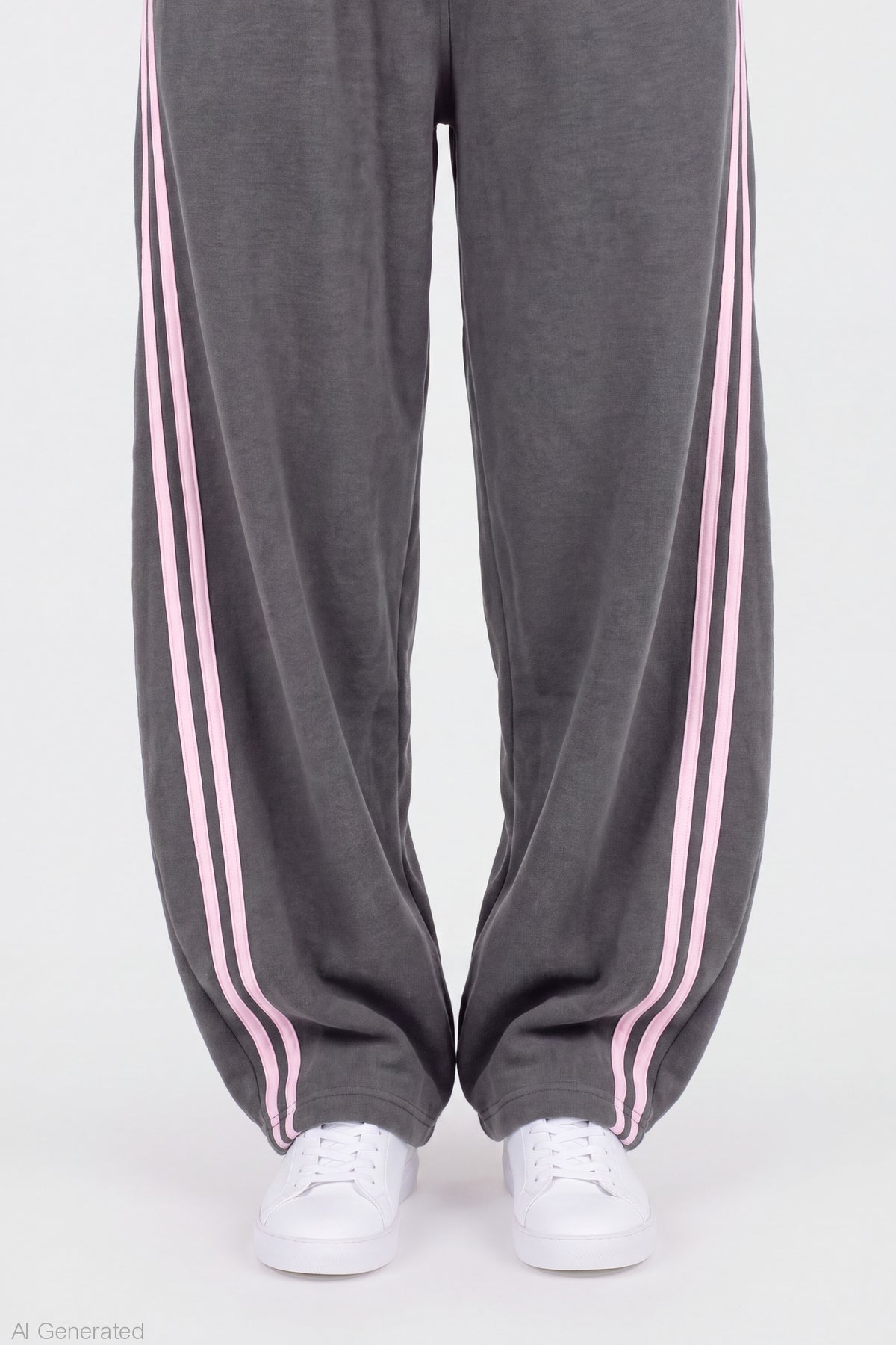 Alt View 4. Striped Trim Barrel Leg Jogger - Dark Grey