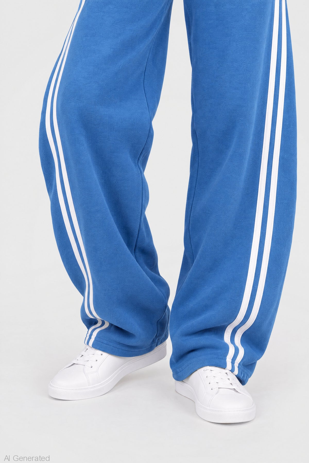 Alt View 4. Striped Trim Barrel Leg Jogger - Blue