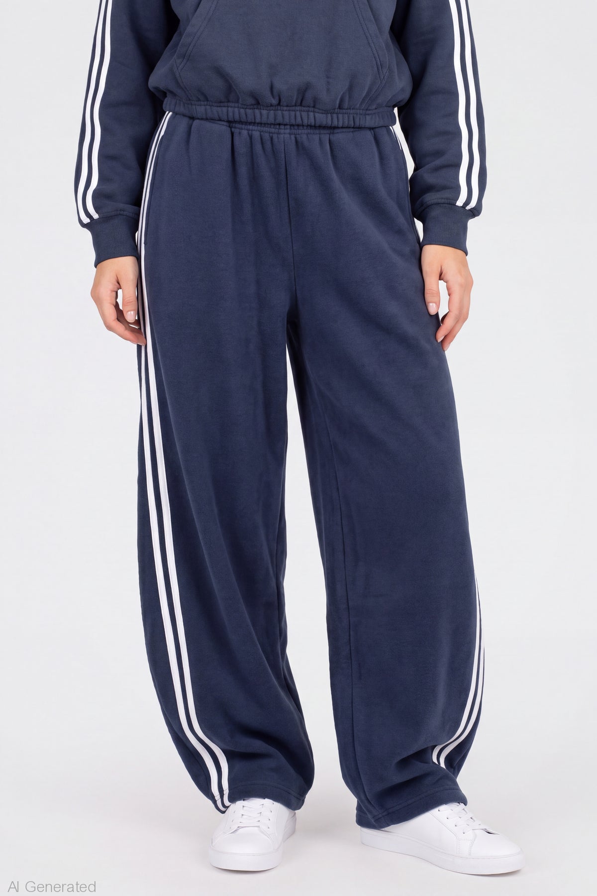 Alt View 3. Striped Trim Barrel Leg Jogger - Dark Blue